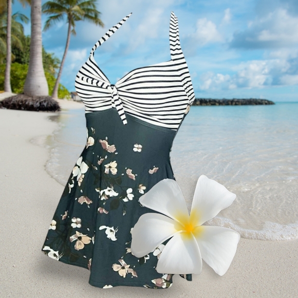 COCOSHIP Vintage Sailor Pin Up Swimsuit Retro One Piece Skirtini Cover Up US 22 - Picture 8 of 8